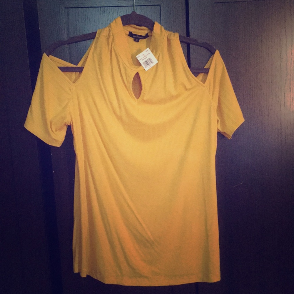 Yellow cold shoulder tank
